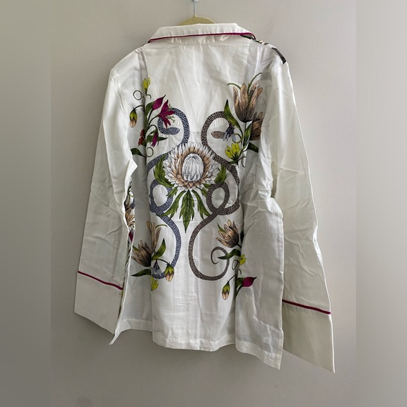 By Anthropologie Flannel Buttondown Pajama Top blouse L NEW NWT - Picture 12 of 14